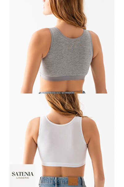 SATENIA LINGERIE Γυναικείο βαμβακερό σουτιέν με φαρδύ λουράκι 2 τεμαχίων με αφαιρούμενο μαξιλαράκι