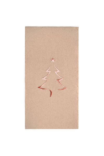 Story Christmas Rose Pine Tree Patterned - 16 Pieces of Kraft Colored Paper Napkins