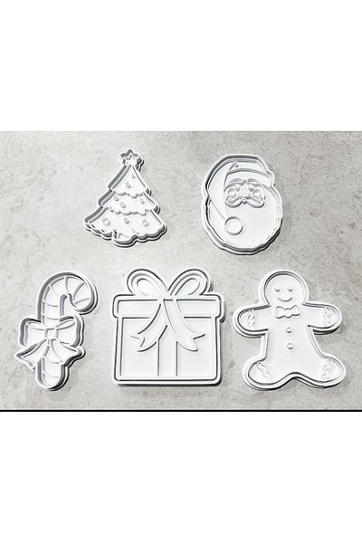 Arsdcraft New Year's Christmas Themed 5 Pieces of Sugar Pulp Cookie Mold