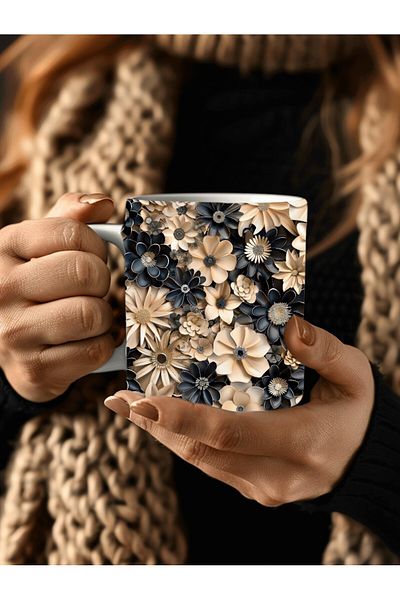 Evion 3D Design Ceramic Mug in Flower Models - Gift Mug