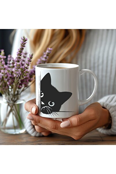 Evion Special Design Ceramic Mug with Cat Image - Gift Mug