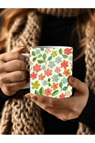 Evion 3D Design Ceramic Mug in Flower Models - Gift Mug