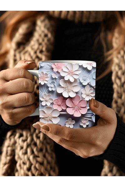 Evion 3D Design Ceramic Mug in Flower Models - Gift Mug