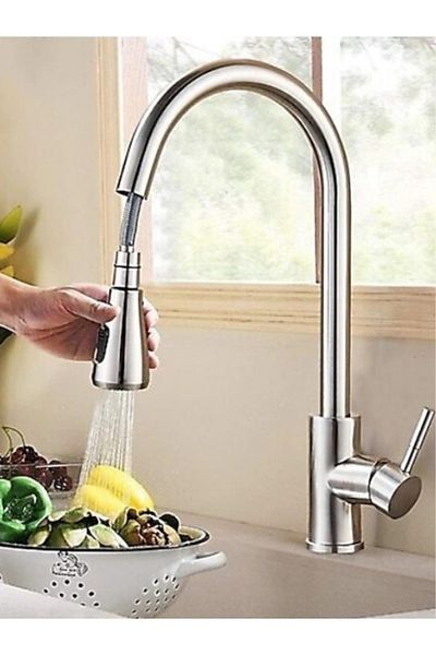 yediyapı Inox Spiral Functional Kitchen Sink Faucet with Head