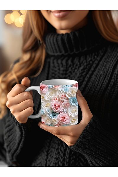 Evion 3D Design Ceramic Mug in Flower Models - Gift Mug