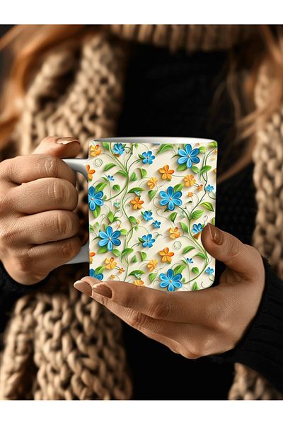 Evion 3D Design Ceramic Mug in Flower Models - Gift Mug