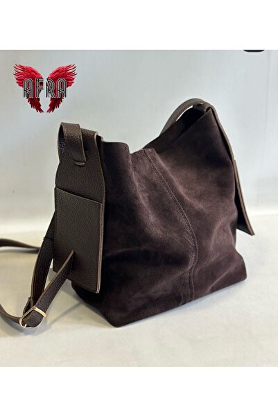 Afra Geantă de mână și de umăr pentru femei Trend din piele de căprioară 100% reală