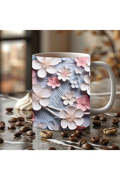 Evion 3D Design Ceramic Mug in Flower Models - Gift Mug
