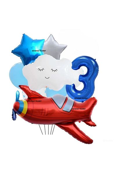 DÜVENCİ TİCARET Age Day Set with Plane Foil Ballon