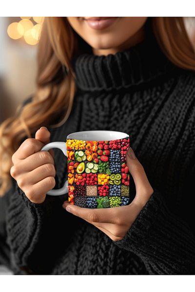 Evion Fruit Special Design Ceramic Mug - Gift Mug - Fruit Plate