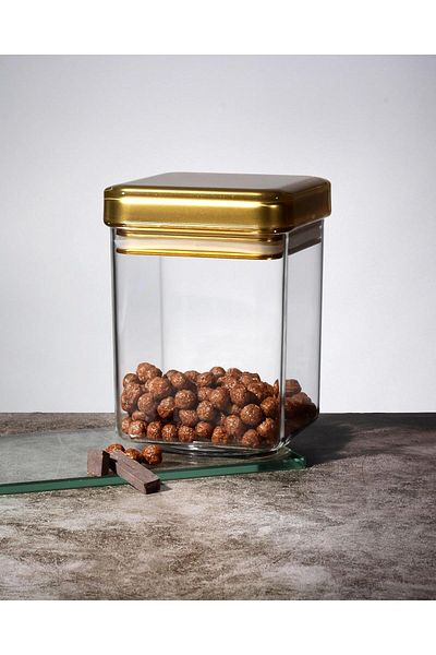 ORCHID ACRYLIC SQUARE CANISTER M GOLD