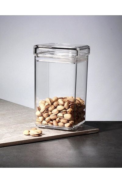 ORCHID ACRYLIC SQUARE CANISTER L CLEAR
