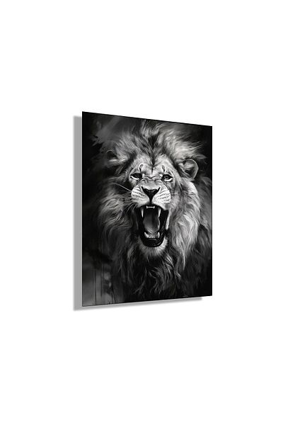 GAAGART Τραπέζι από σκληρυμένο γυαλί Roaring Lion Black White