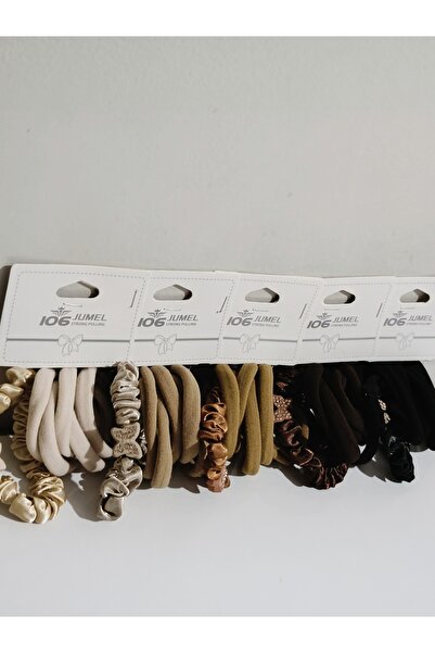 Zehra Aksesuar Taşlı kelebek detaylı saten simit ve lastik toka seti(6'lı set)