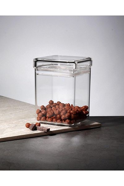 ORCHID ACRYLIC SQUARE CANISTER M CLEAR