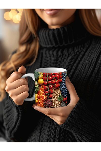 Evion Fruit Special Design Ceramic Mug - Gift Mug - Fruit Plate
