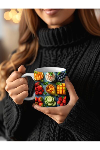 Evion Fruit Special Design Ceramic Mug - Gift Mug - Fruit Plate