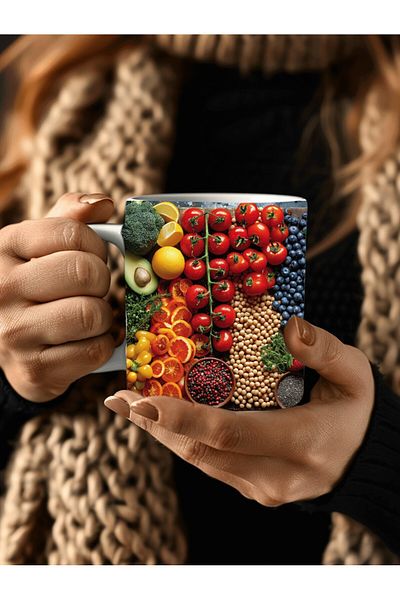 Evion Fruit Special Design Ceramic Mug - Gift Mug - Fruit Plate