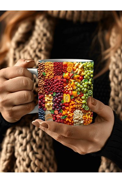 Evion Fruit Special Design Ceramic Mug - Gift Mug - Fruit Plate