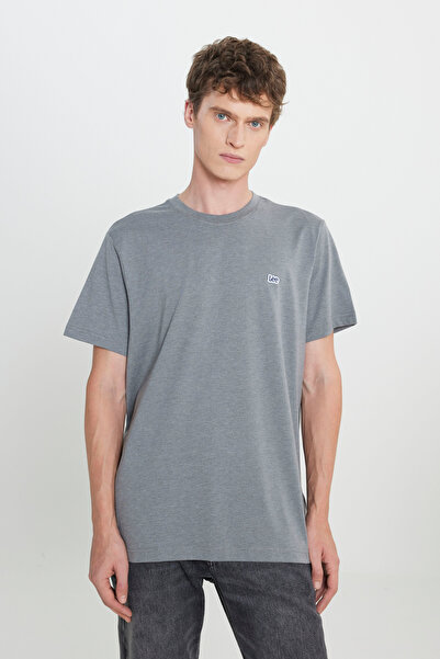 Lee Regular Fit Normal Kesim Bisiklet Yaka Gri Melanj Tişört