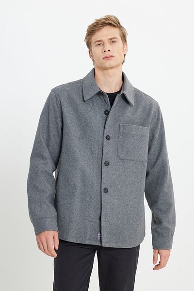 WRANGLER Loose Fit Casual Cut Anthracite Melange πουκάμισο