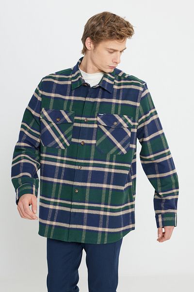 WRANGLER Relaxed Fit Wide Cut 100% Cotton Green Plaid Shirt