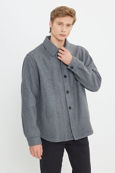 WRANGLER Loose Fit Casual Cut Anthracite Melange πουκάμισο