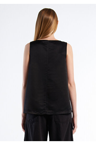 United Colors of Benetton Γυναικείο μαύρο παχύρρευστο σατέν φανελάκι