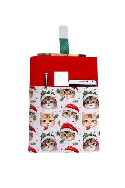 HRS Christmas Patterned Cat - New Year 20X25 cm Book Case, Washable Pocket and Multi-Purpose Bag Book Cover
