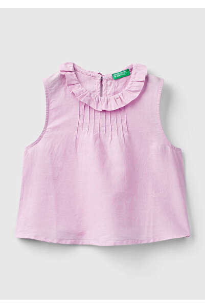 United Colors of Benetton Κοριτσίστικο ροζ γιακά με βολάν