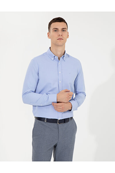 Pierre Cardin Cămașă Oxford albastră slim fit 50258968-VR036