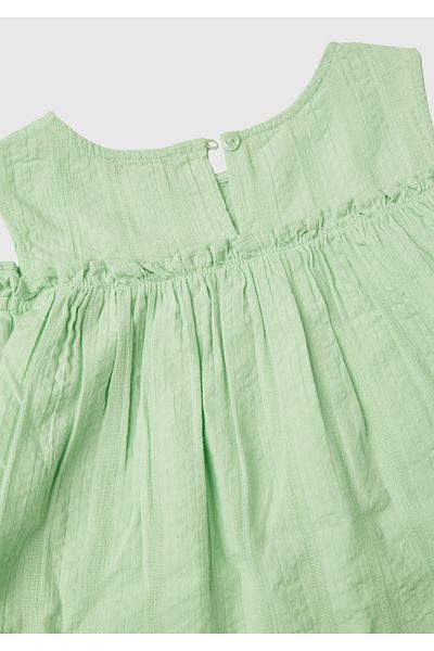 United Colors of Benetton Светлозелена гумена блуза с отворени рамене за момиче с кръгло деколте