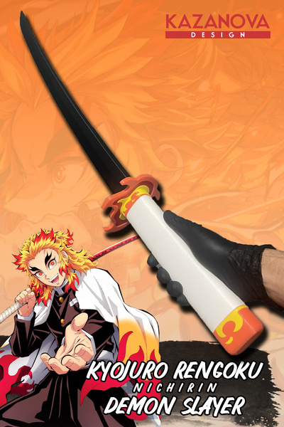 Kazanova Design Rengoku Demon Slayer Katlanabilir Katana (98 CM) Gerçek Boy