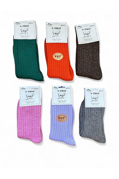 FIRAT Yünlü Kadın Renkli 6 Çift Soket Çorap