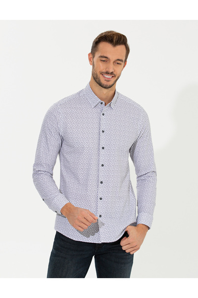Pierre Cardin Mor Slim Fit Uzun Kollu Gömlek 50259486-VR038