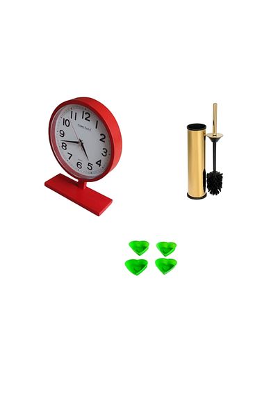 Bahat Wooden Red Table Clock Gold Toilet Toilet Brush Silicone Cake Mold Set