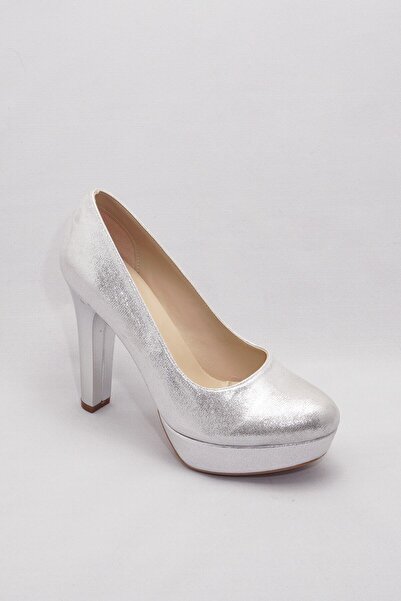 Genel Markalar Gümüş Kadın Klasik Topuklu Ayakkabı 2001gümüş Sıvama