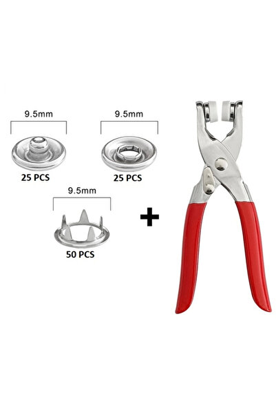 Epilons Metal Çıtçıtlı Düğme Pensesi Ve Düğmesi (25 Set)