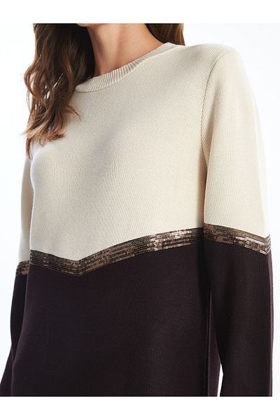 LC Waikiki Crew Neck Color Block női kötöttáru ruha