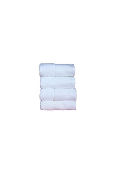 erteks 50X100 Plain White Hand Towels - 4 Pieces, Quick Wash and Dry, with Edge Cuffs