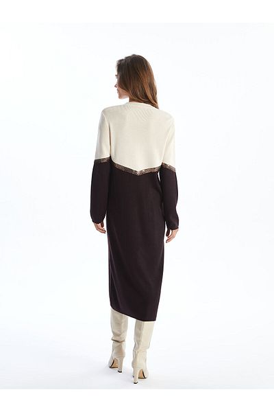 LC Waikiki Crew Neck Color Block női kötöttáru ruha