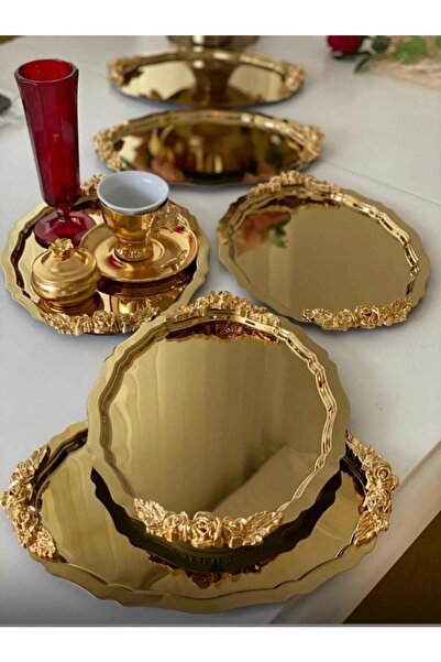 MİNEL dekor GOLD OVAL 6 lı 20cm 25cm GÜL DETAY ÇAY KAHVE SERVİS SUNUM SÖZ NİŞ...