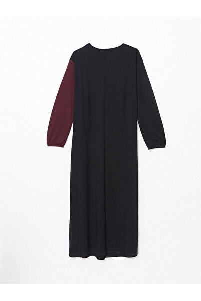 LC Waikiki Black Crew Neck Color Block Dress