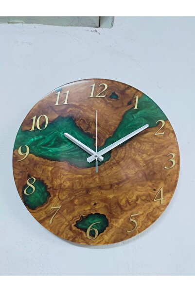 resinwoodliving 30cm Çap-el Yapımı Epoksi Ve Ahşap Duvar Saati