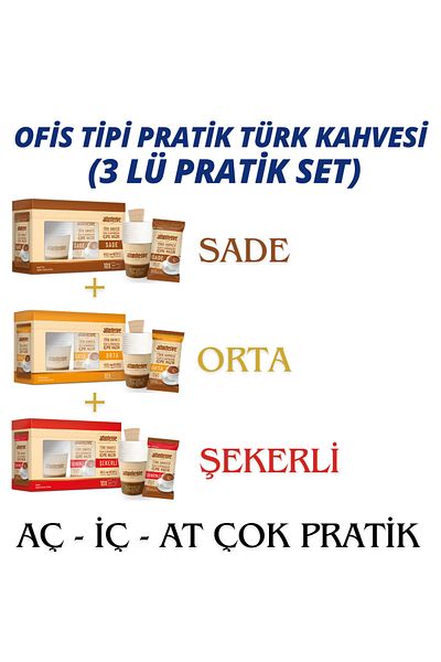 Altıntelve Practical Office Trial Set - Instant Turkish Coffee, Sade-Mid-Candy, 3X10 Pack