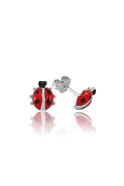Skygo Ladybug Studded Silver Earrings