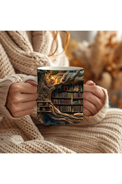 Evion 3D Design Printed Bookshelf Ceramic Mug - Gift