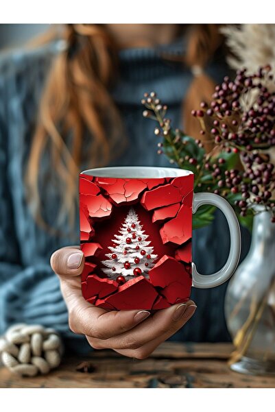 Evion Christmas Cat Themed 3D Design Ceramic Mug - Gift Mug