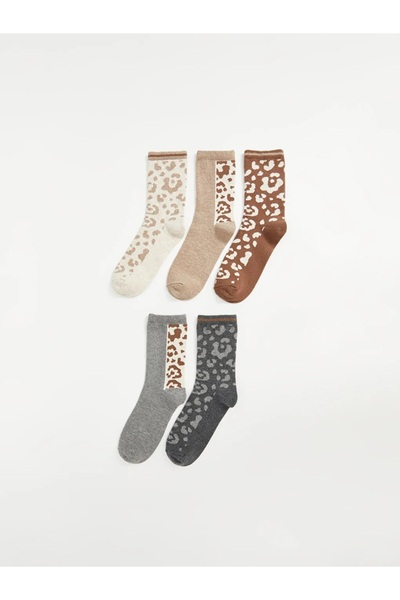 LC Waikiki Lcw Dream Beige Melange Patterned Women's Socks 5 Pack