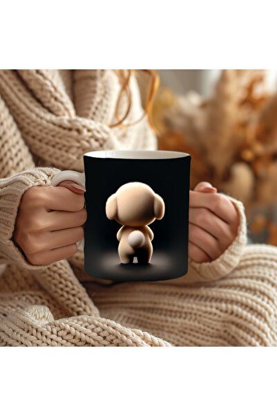 Evion Cute Animal Holding Daisy Themed 3D Design Ceramic Mug - Gift Mug